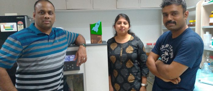 (L_R) Mr. Suresh Paul, Dr. Priyadharshini Mani & Dr. V.T. Fidal Kumar, Founders of JSP Enviro Startup, which is developing Microbial Fuel Cells to generate Electricity by treating Textile Wastewater